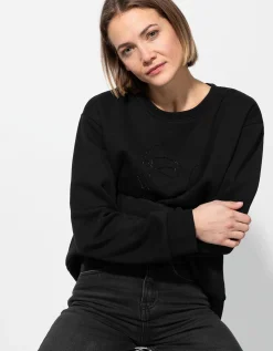 Sweatshirt - Siersteentjes - zwart