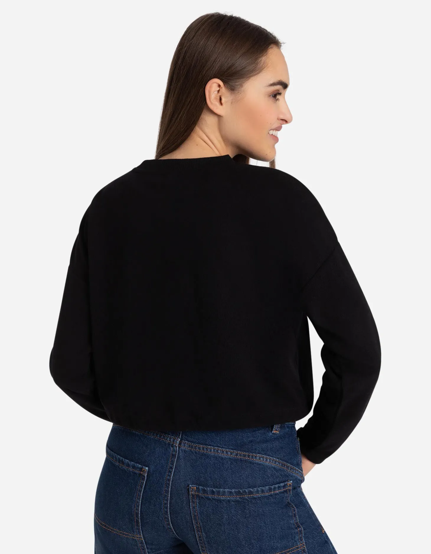 Sweatshirt - Tunnelkoord in de zoom - zwart