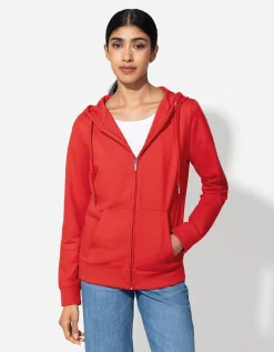 Sweatvest - Capuchon met tunnelkoord - rood