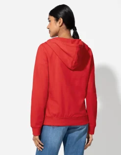 Sweatvest - Capuchon met tunnelkoord - rood