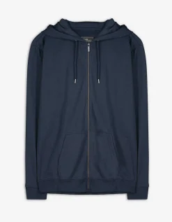 Sweatvest - Capuchon met tunnelkoord - donkerblauw