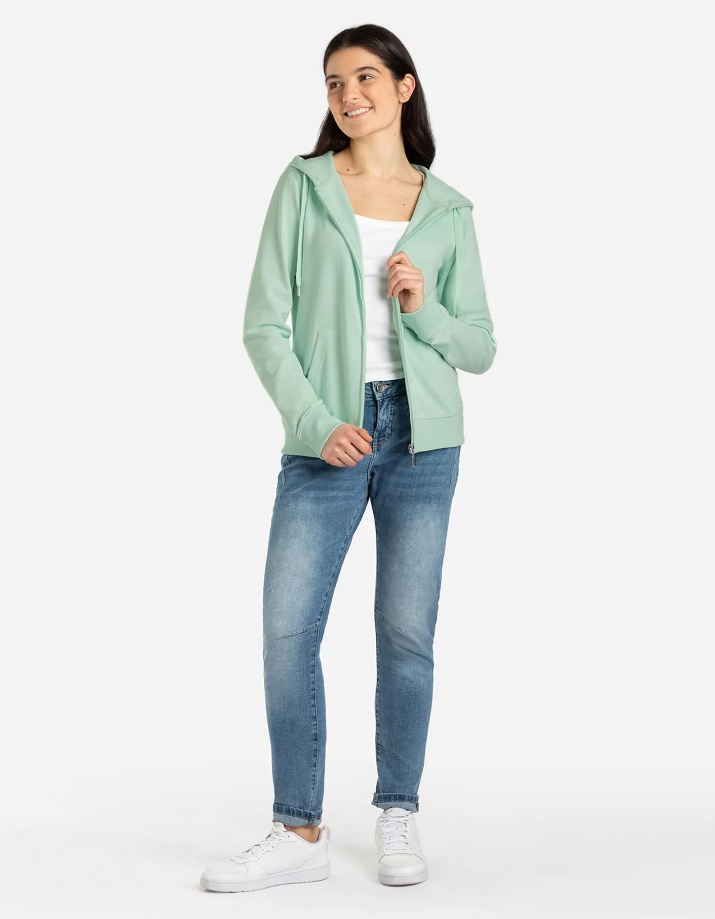 Sweatvest - Capuchon met tunnelkoord - groen