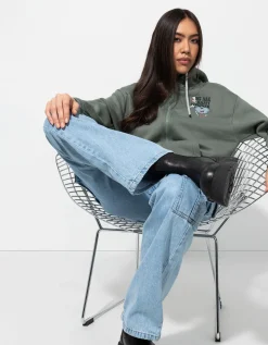 Sweatvest - Print op rug - groen