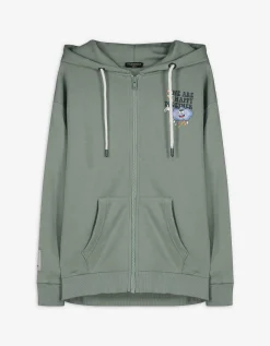 Sweatvest - Print op rug - groen