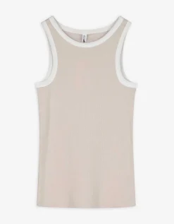 Top - Geribde structuur - beige