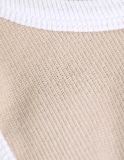 Top - Geribde structuur - beige