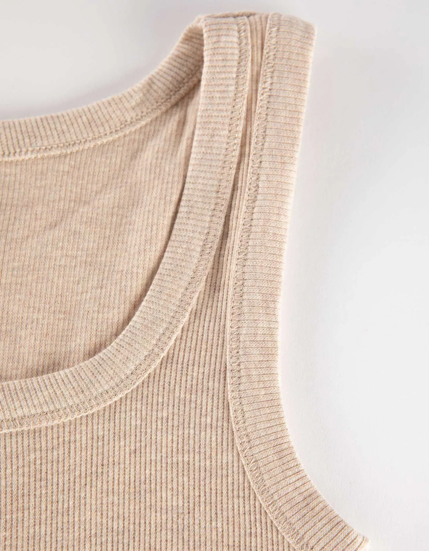 Top - Geribde structuur - beige