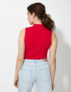Top - Geribde structuur - donkerrood
