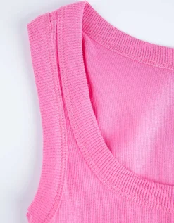 Top - Geribde structuur - pink