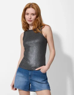 Top - Glitterprint - zwart