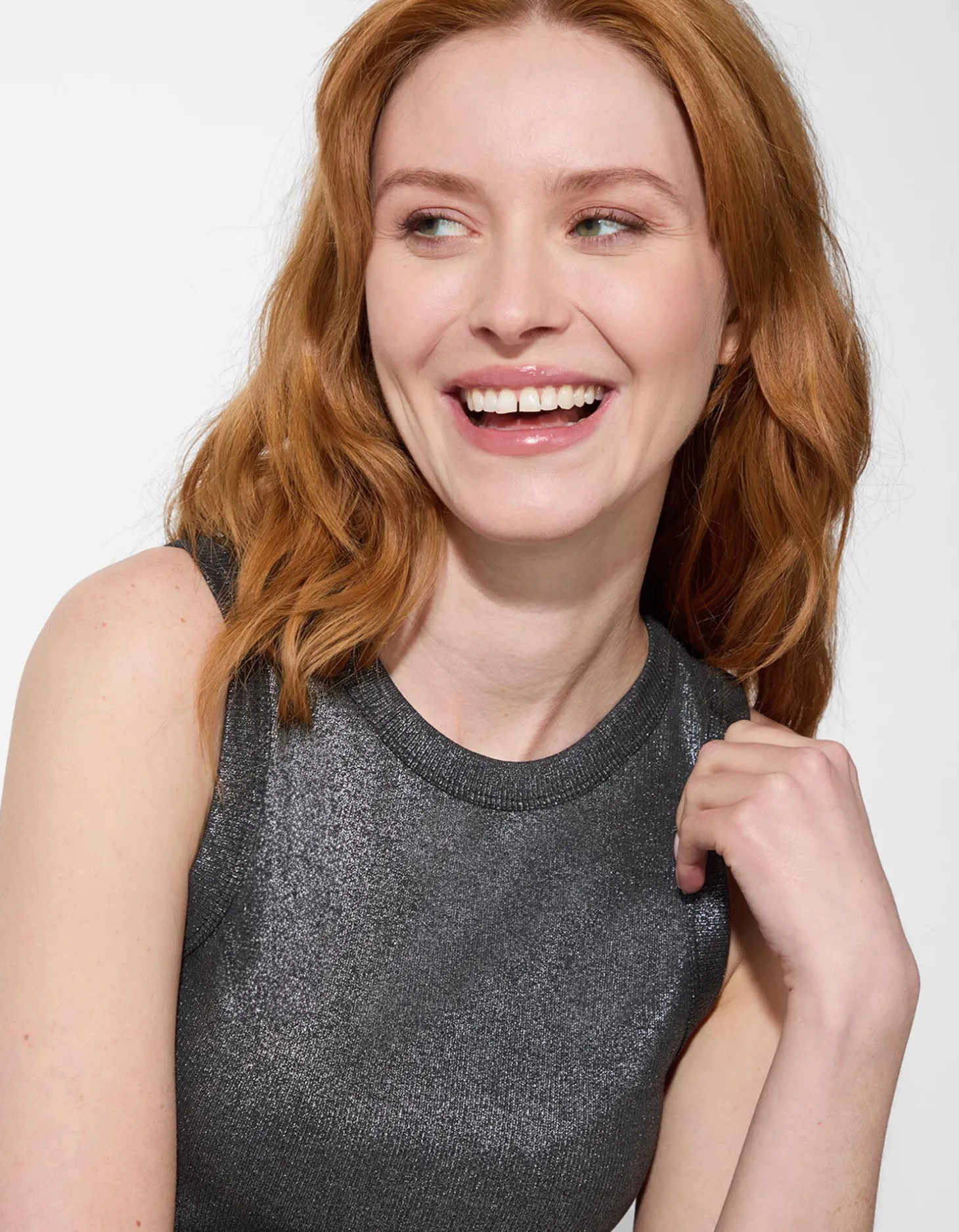 Top - Glitterprint - zwart