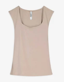 Top - Hoekige hals - beige