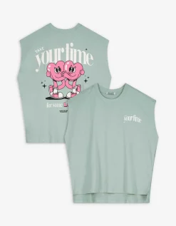 Top - Oversized schouders - lichtgroen