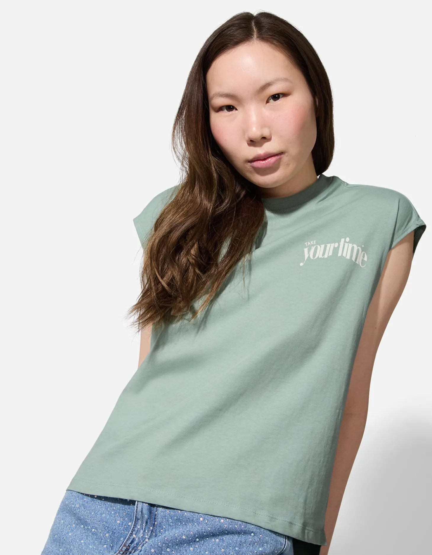 Top - Oversized schouders - lichtgroen