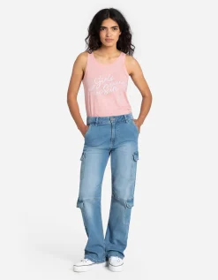 Top - Vooropdruk - roze