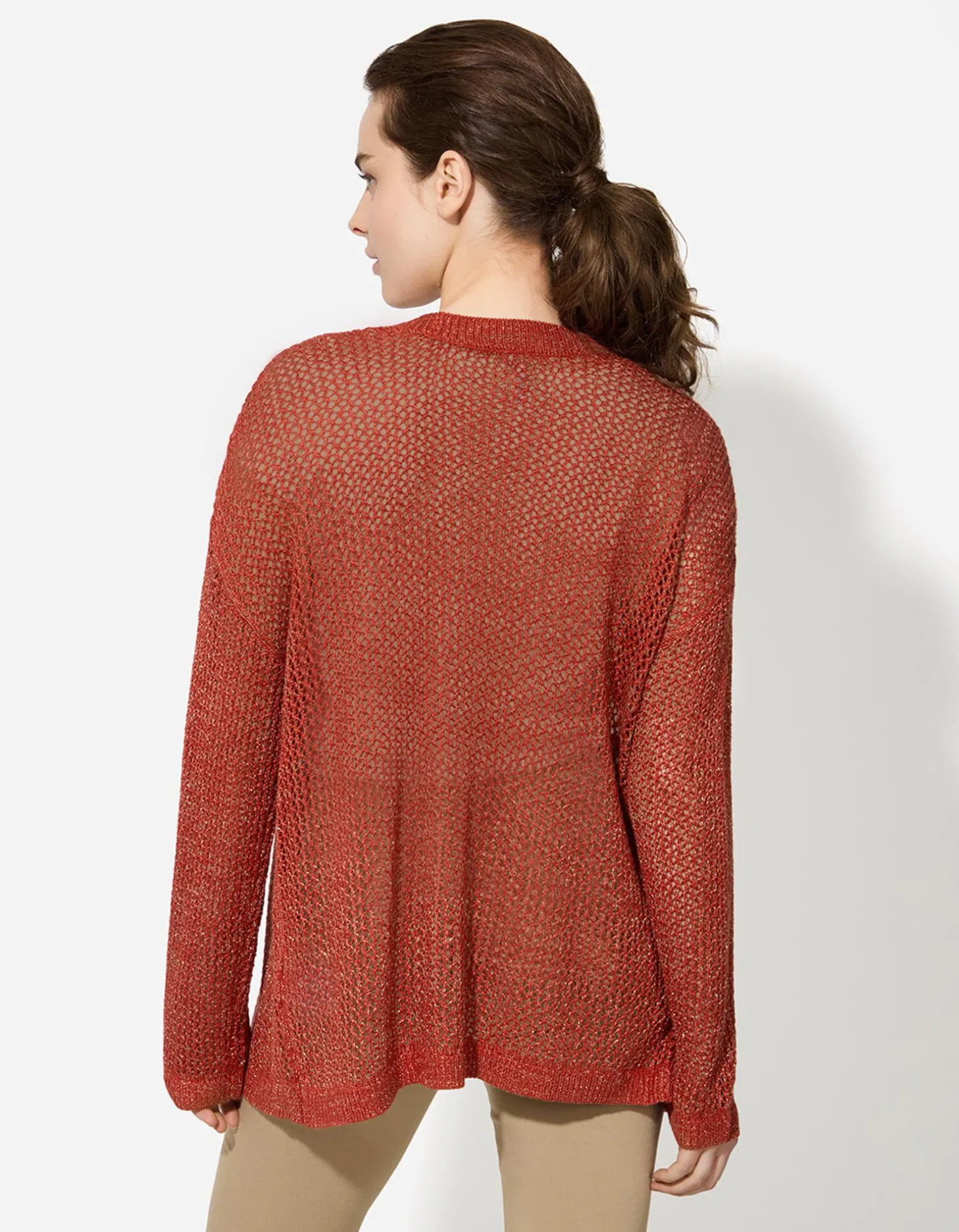 Trui - Lurex - donkerrood
