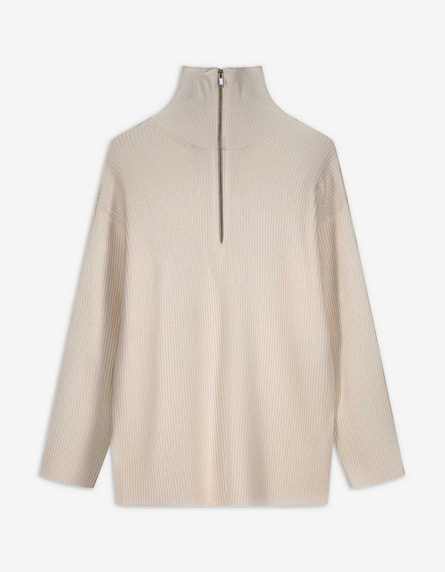 Trui - Ritssluiting - beige