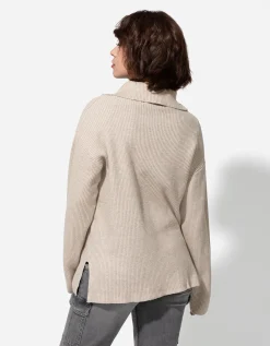 Trui - Ritssluiting - beige
