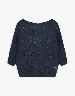 Trui - Vleermuismouwen - donkerblauw