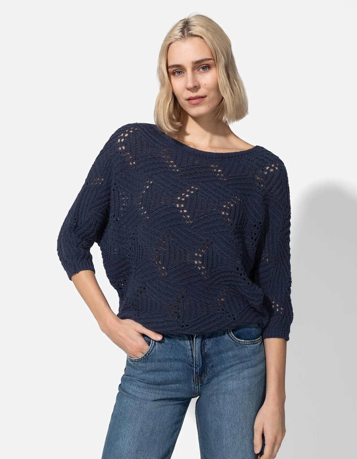 Trui - Vleermuismouwen - donkerblauw