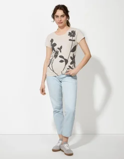 T-shirt - Bloemenmotief - wit