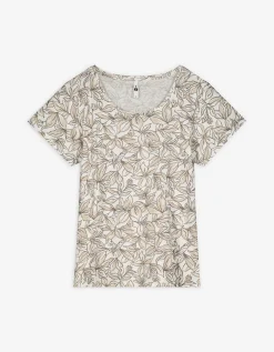 T-shirt - Bloemenmotief - wit