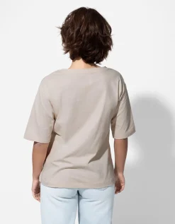 T-shirt - Borduursels - beige