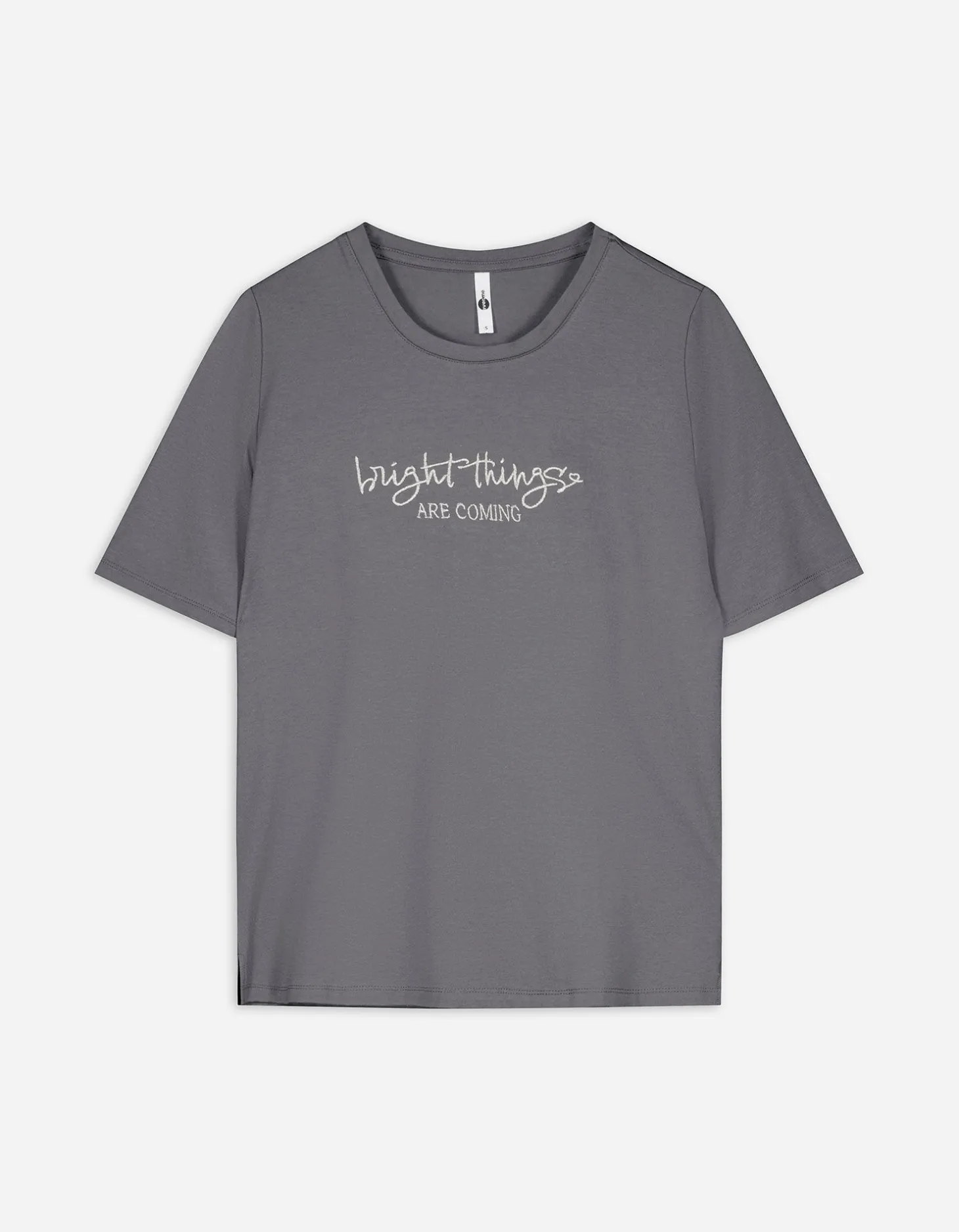 T-shirt - Borduursels - donkergrijs