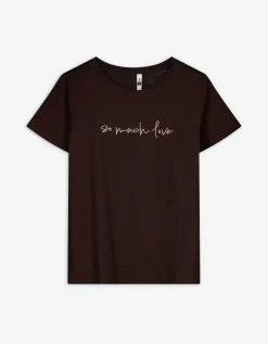 T-shirt - Borduursels - donkerbruin