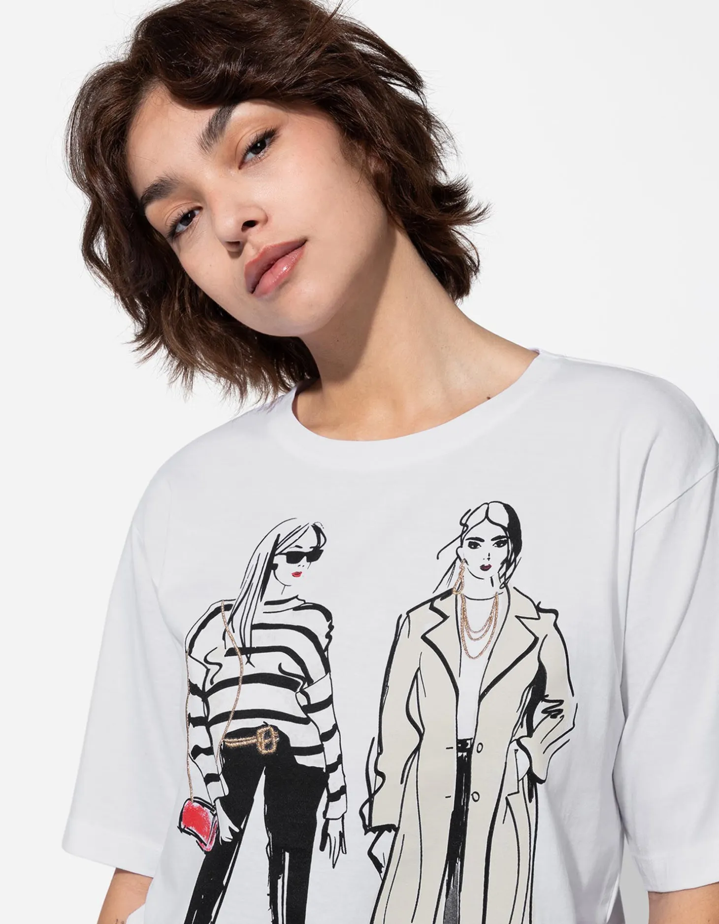 T-shirt - Borduursels - wit