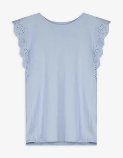 T-shirt - Broderie - lichtblauw