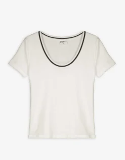 T-shirt - Contraststrepen - wit