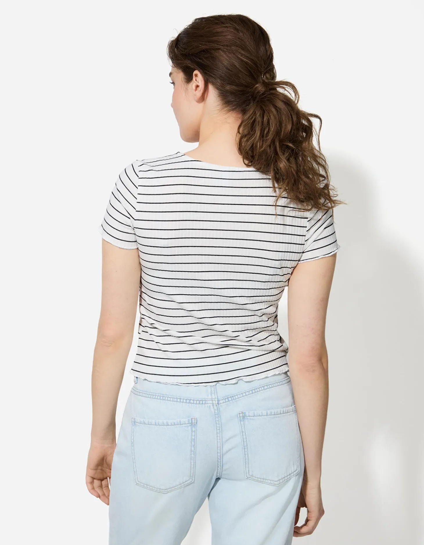T-shirt - Fijne ribstof - wit
