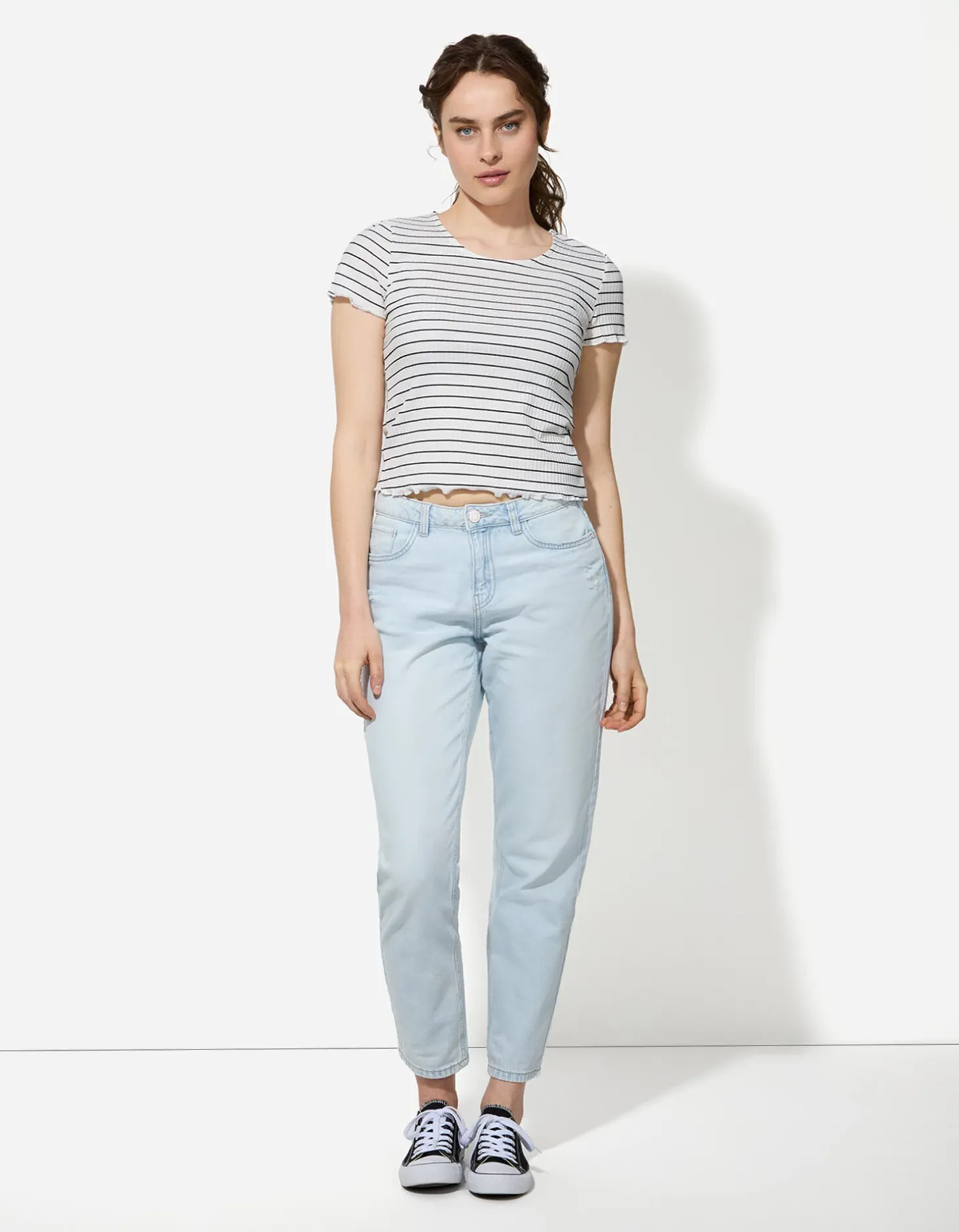 T-shirt - Fijne ribstof - wit