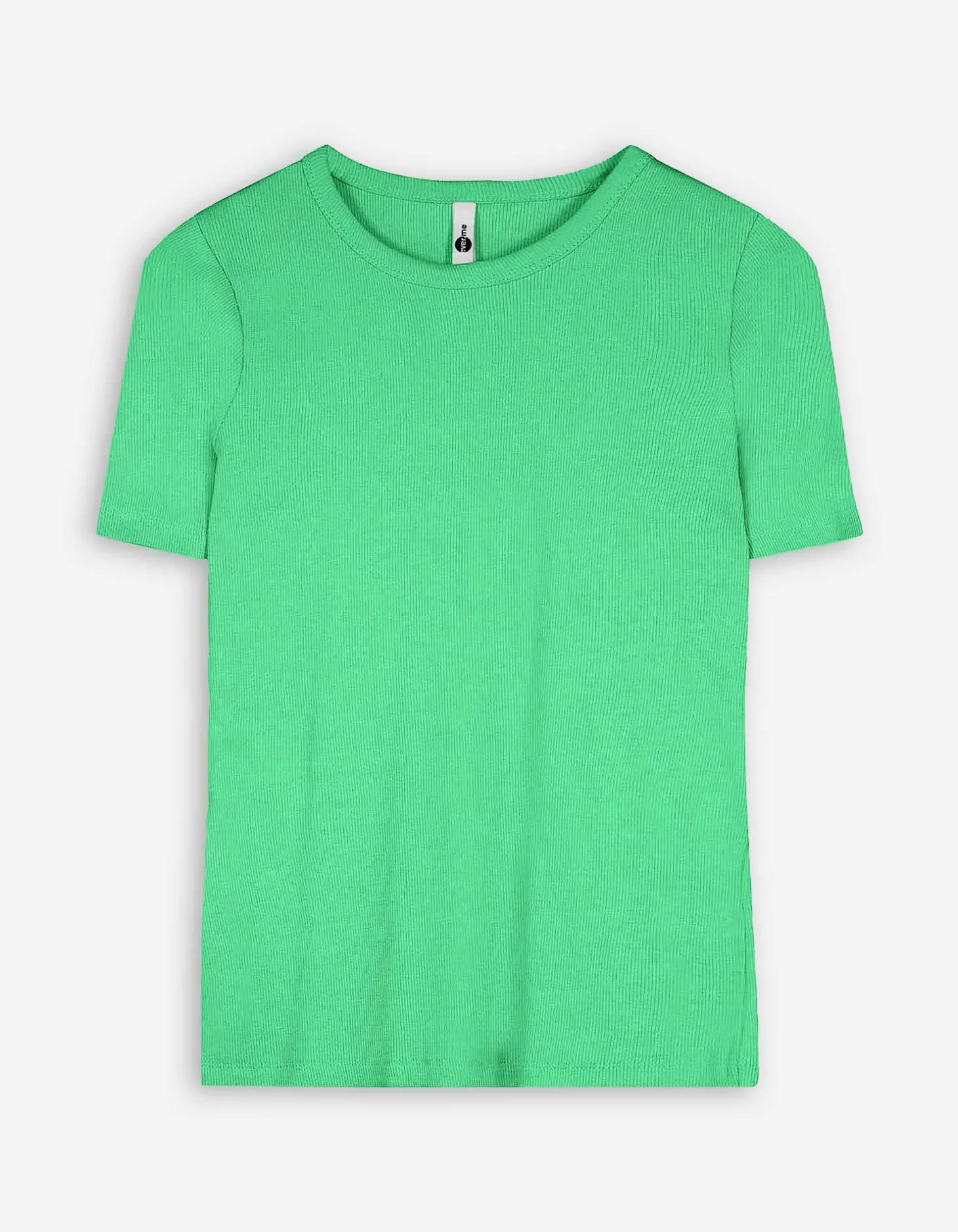 T-shirt - Geribde structuur - groen