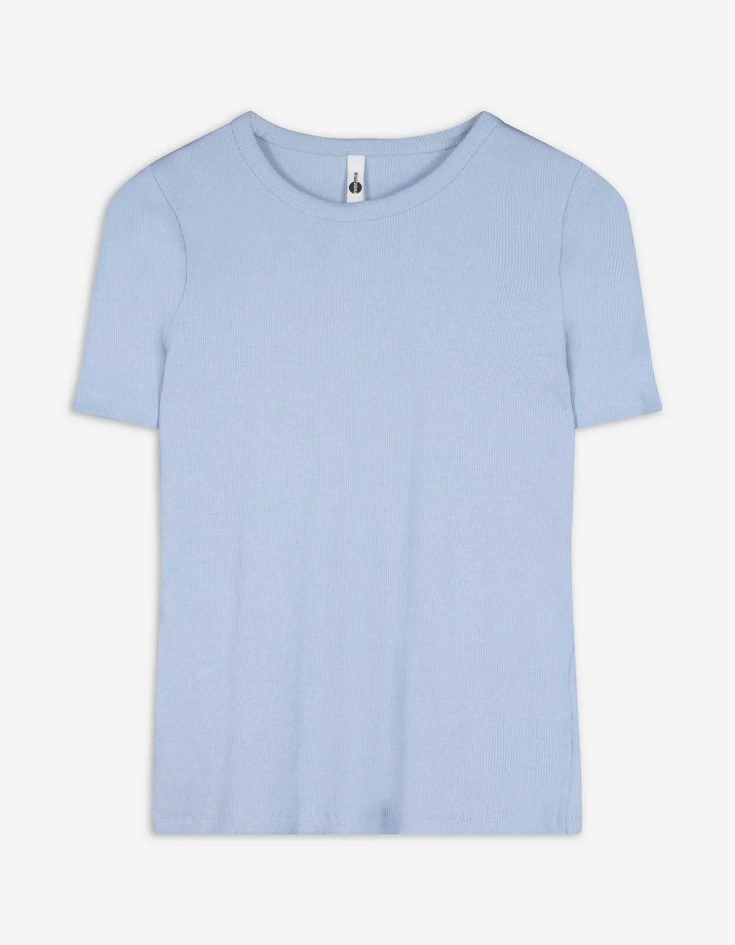 T-shirt - Geribde structuur - lichtblauw