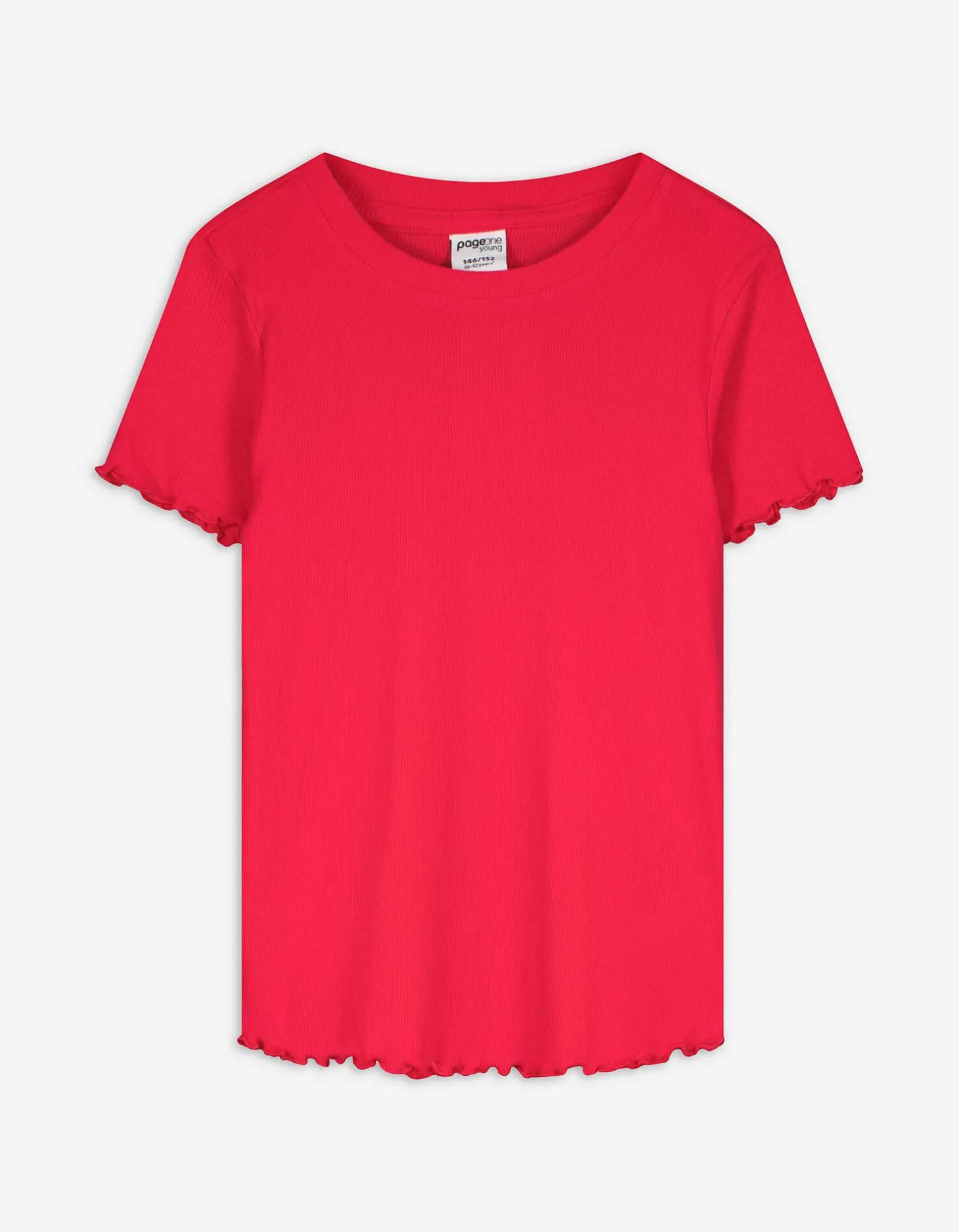 T-shirt - Geribde structuur - rood