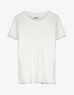 T-shirt - Geribde structuur - wit