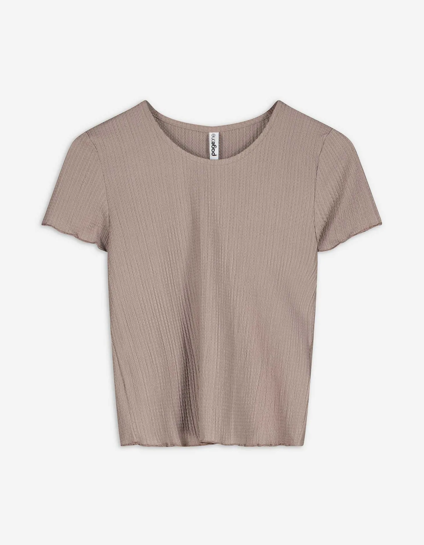 T-shirt - Geribde structuur - beige