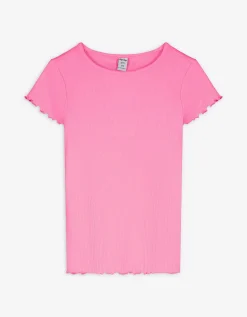 T-shirt - Geribde structuur - pink