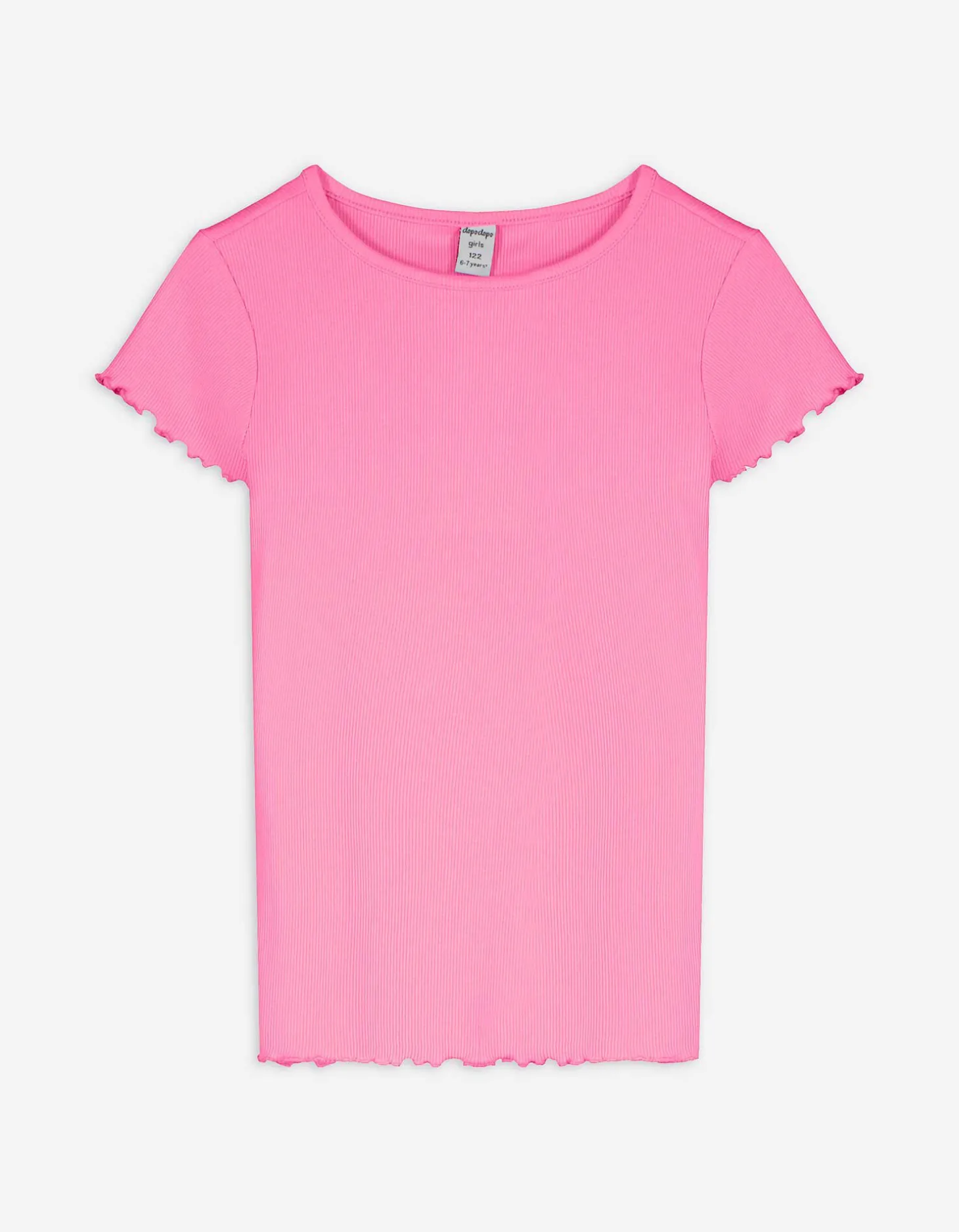 T-shirt - Geribde structuur - pink
