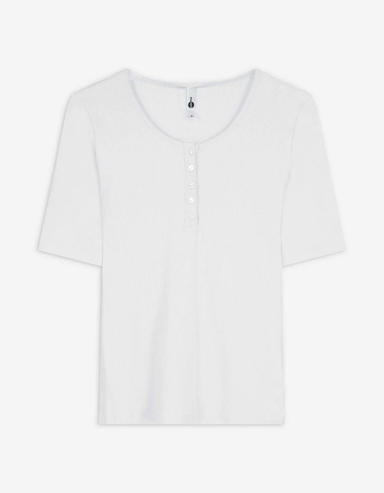 T-shirt - Geribde structuur - wit