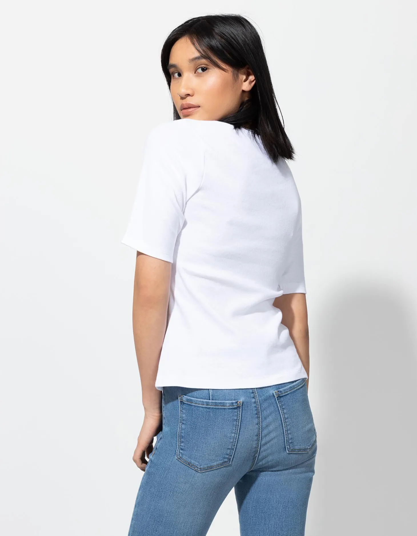 T-shirt - Geribde structuur - wit