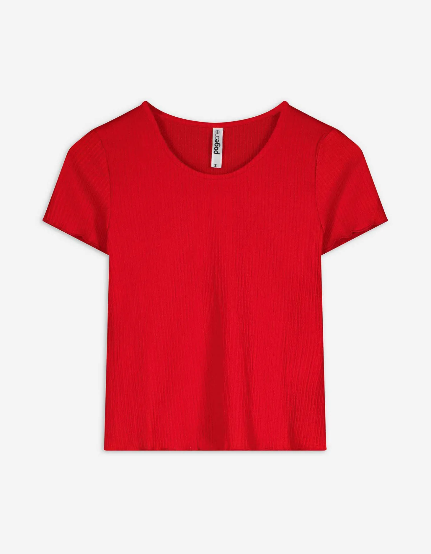 T-shirt - Geribde structuur - rood