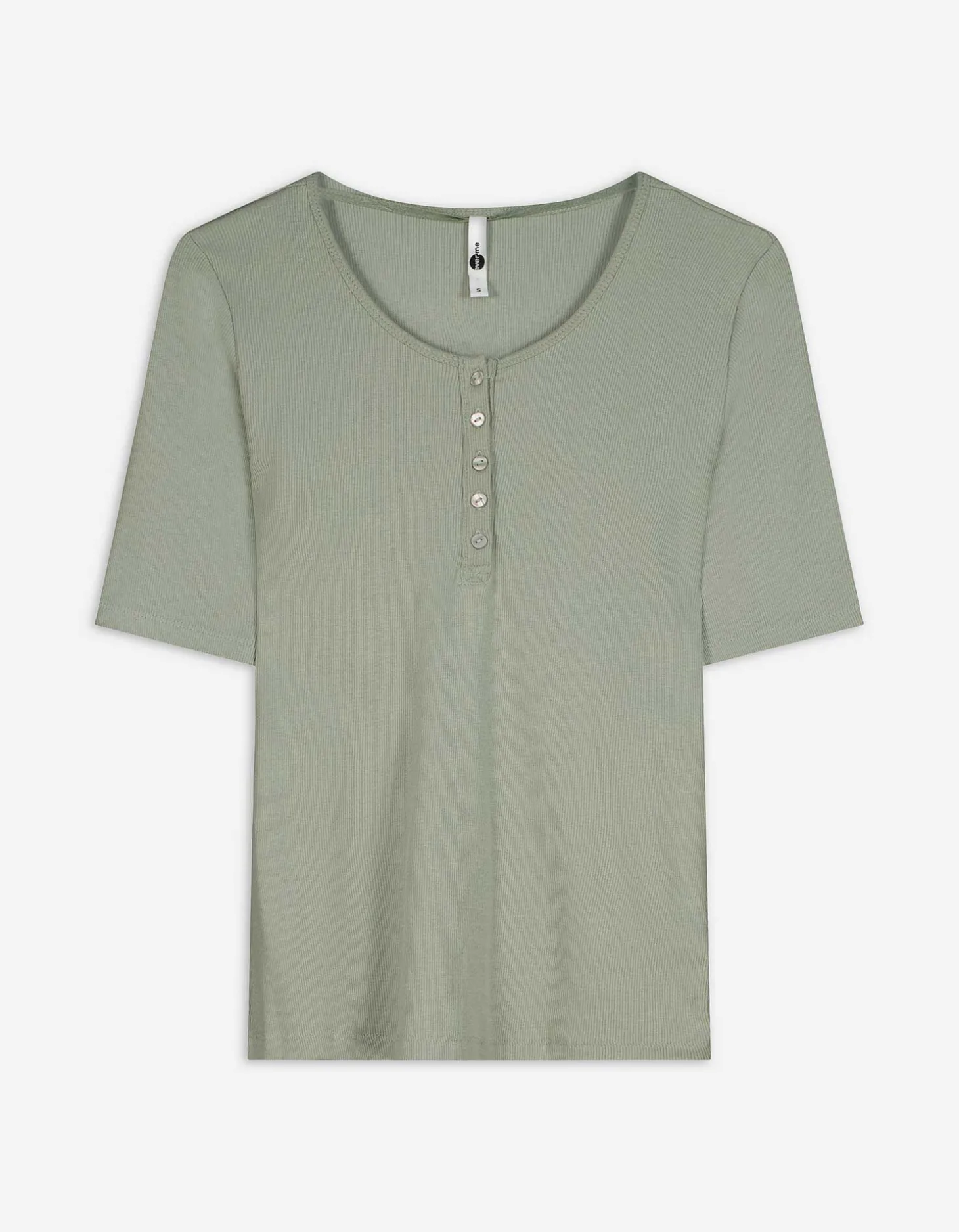 T-shirt - Geribde structuur - groen