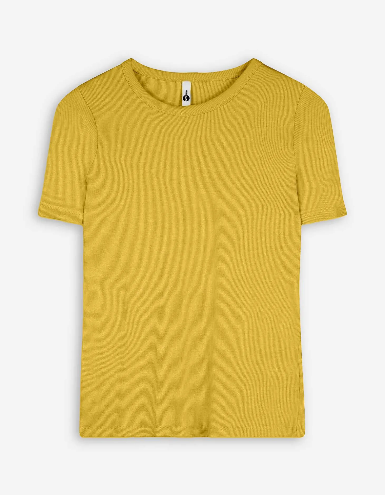 T-shirt - Geribde structuur - donkergeel