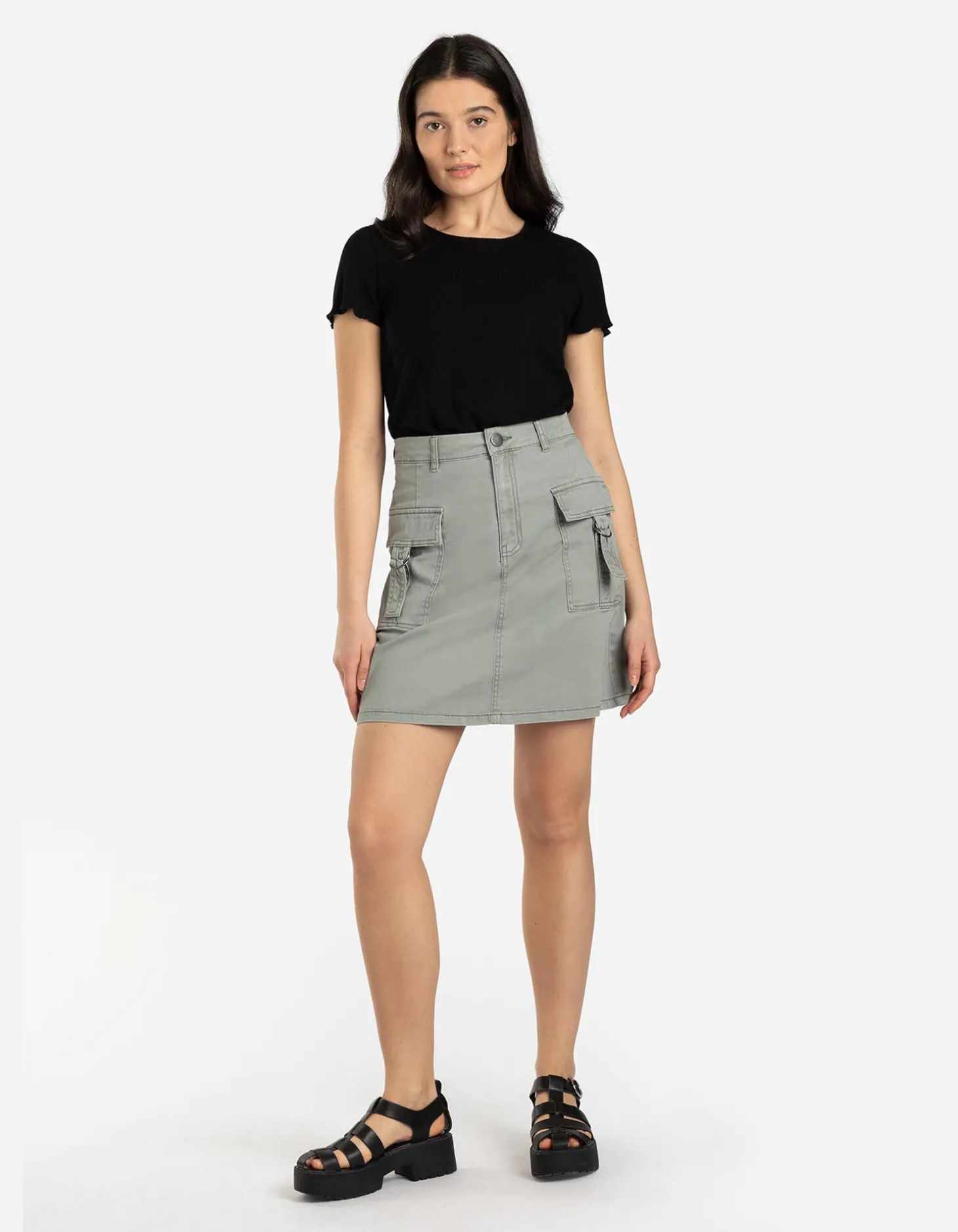 T-shirt - Geschulpte zoom - zwart