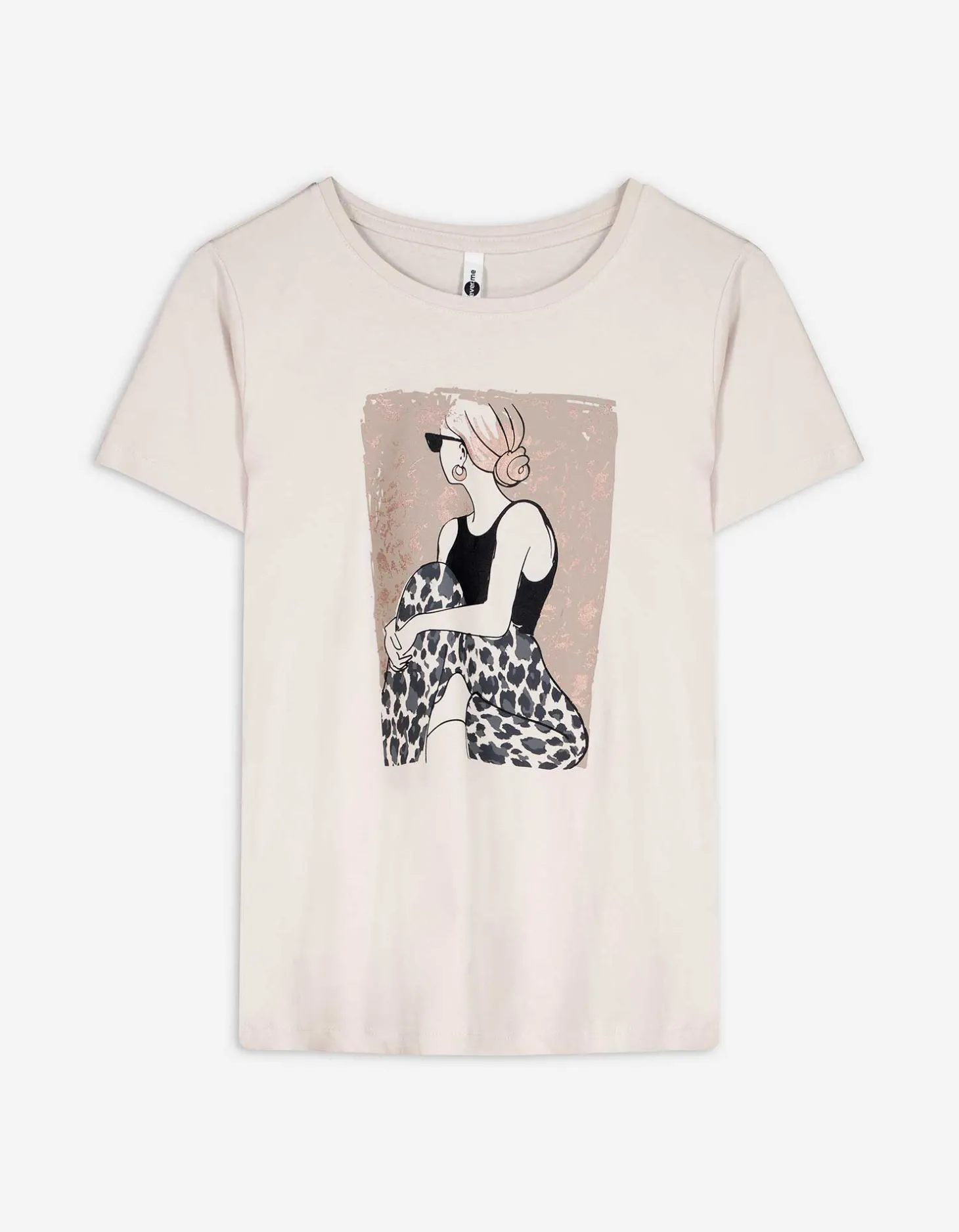 T-shirt - Glitterprint - beige