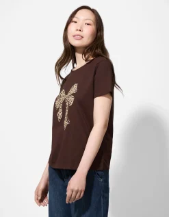 T-shirt - Glitterprint - donkerbruin
