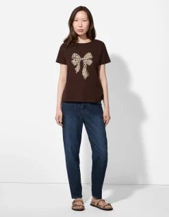 T-shirt - Glitterprint - donkerbruin